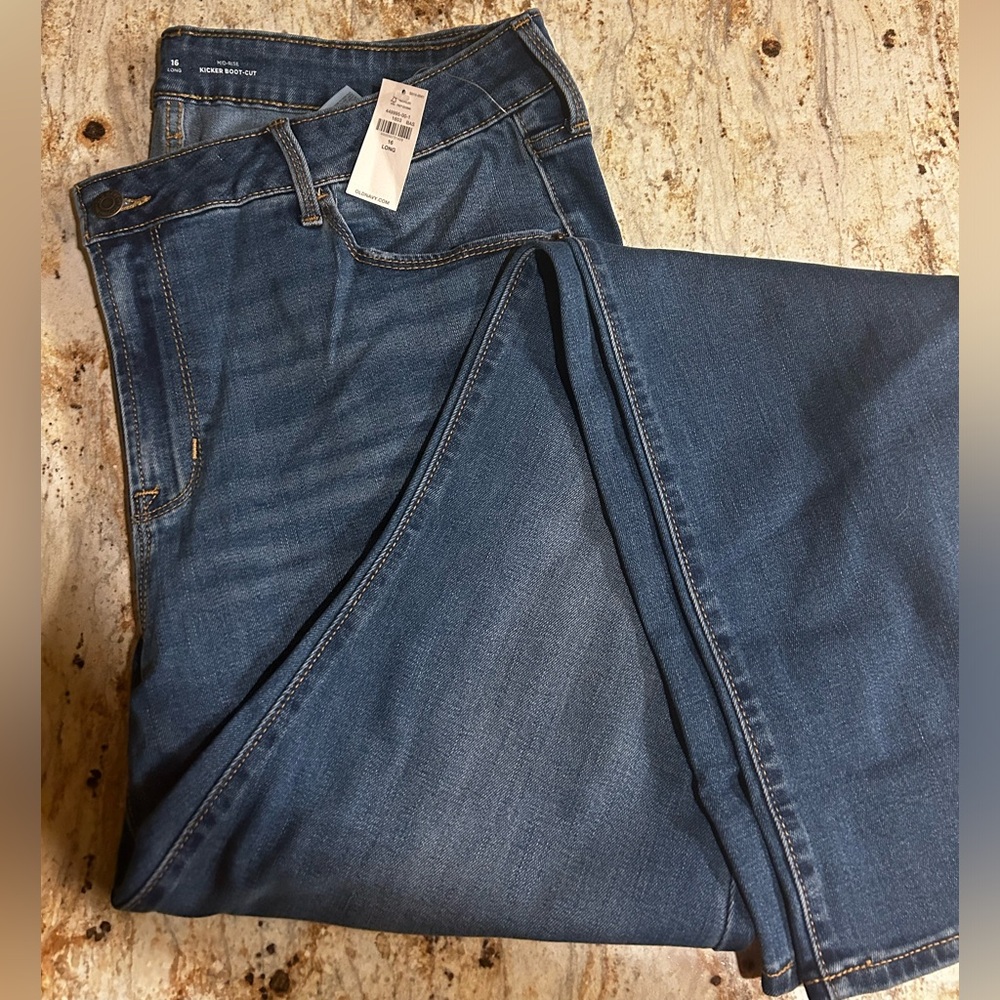 Old Navy Kicker Boot Cut Mid-Rise Sycamore (Wash) Sz 16 Long NWT